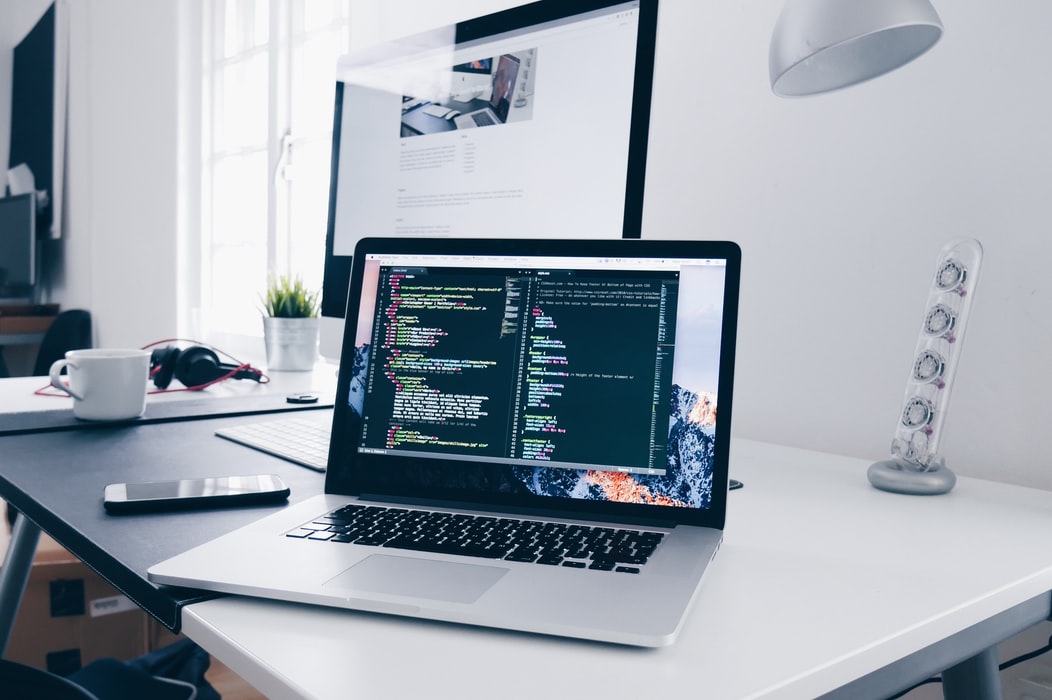 Laptop at desk